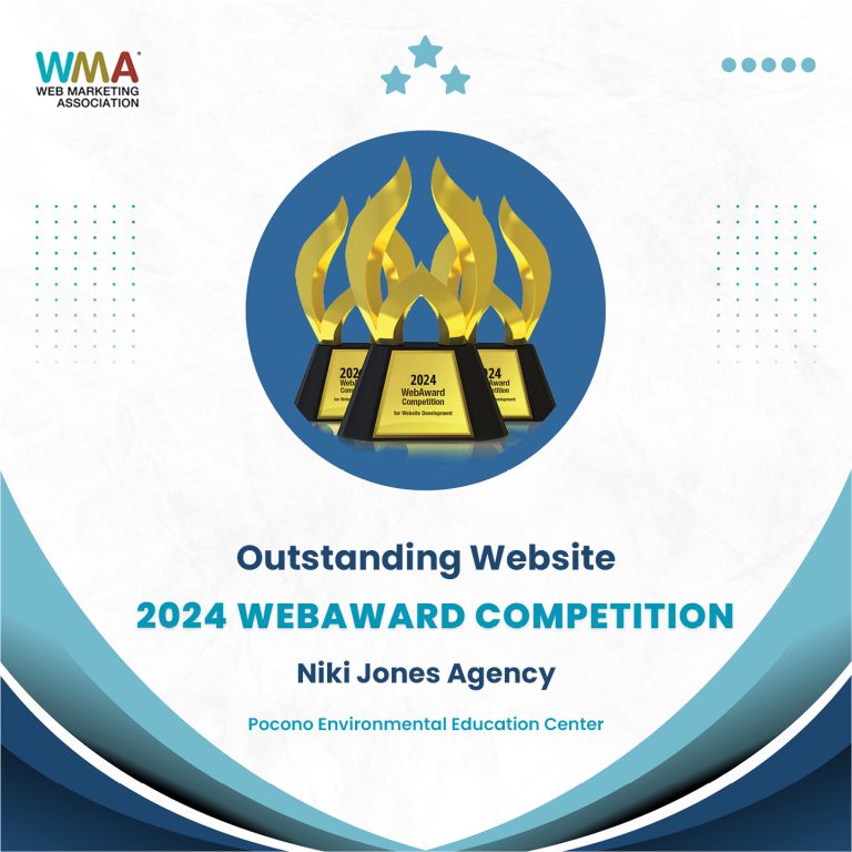 Niki Jones Agency presented with Outstanding Website Award in the 2024 WEBAWARD Competition for the PEEC Website